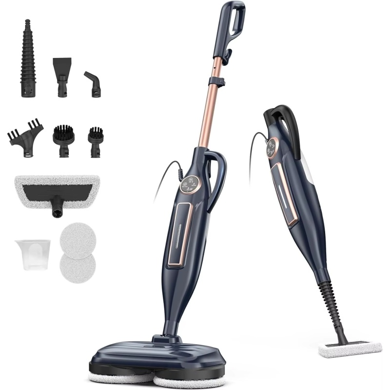 10-in-1 Steam Mop Cleaner – 1300W Powerful Floor Steamer with Rotating Pads & 6 Attachments for Hardwood, Tile & Carpet – Safe for All Home Surfaces