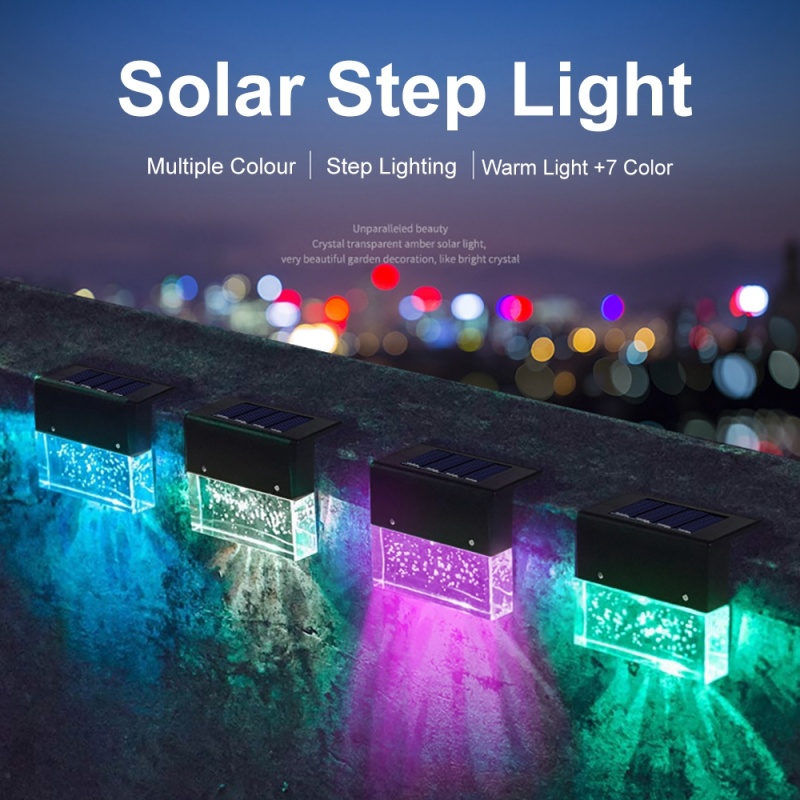RGB Solar Step Lights - Waterproof Outdoor Wall & Fence Lanterns with Soft Warm Light & Color Changing LED Modes | Easy Install