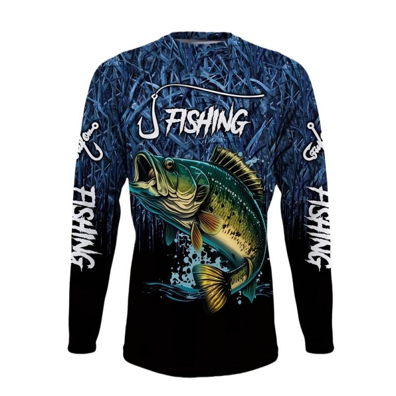 Mens Fishing Shirt Long Sleeve UPF Sun Protection Performance Top