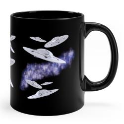 Stylish Flying UFO's Black Ceramic Coffee Tea Mug