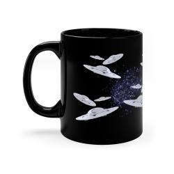 Stylish Flying UFO's Black Ceramic Coffee Tea Mug