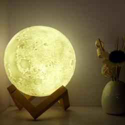 Touch-Controlled 3D Moon Lamp with Remote and 16 Color Options