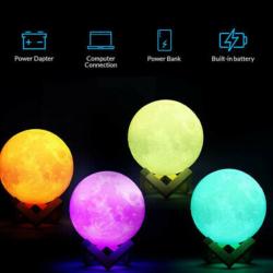 Touch-Controlled 3D Moon Lamp with Remote and 16 Color Options