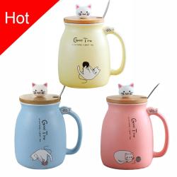 Adorable Cat Cartoon Ceramic Coffee Mug