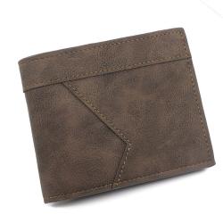 Men's Short Matte Brown Leather Large Capacity Wallet