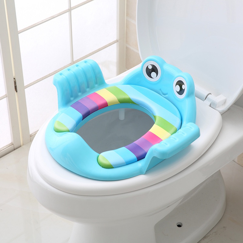 Portable Baby Potty Training Seat - Comfortable Soft Cushion for Toddlers (Ages 1-6) - Non-Slip & Safe Blue Frog Design