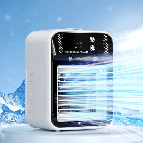 Portable Mini Air Cooler & Humidifier - Desktop Cooling Fan with Touch Control for Office, Home, and Travel - Rechargeable & USB Powered